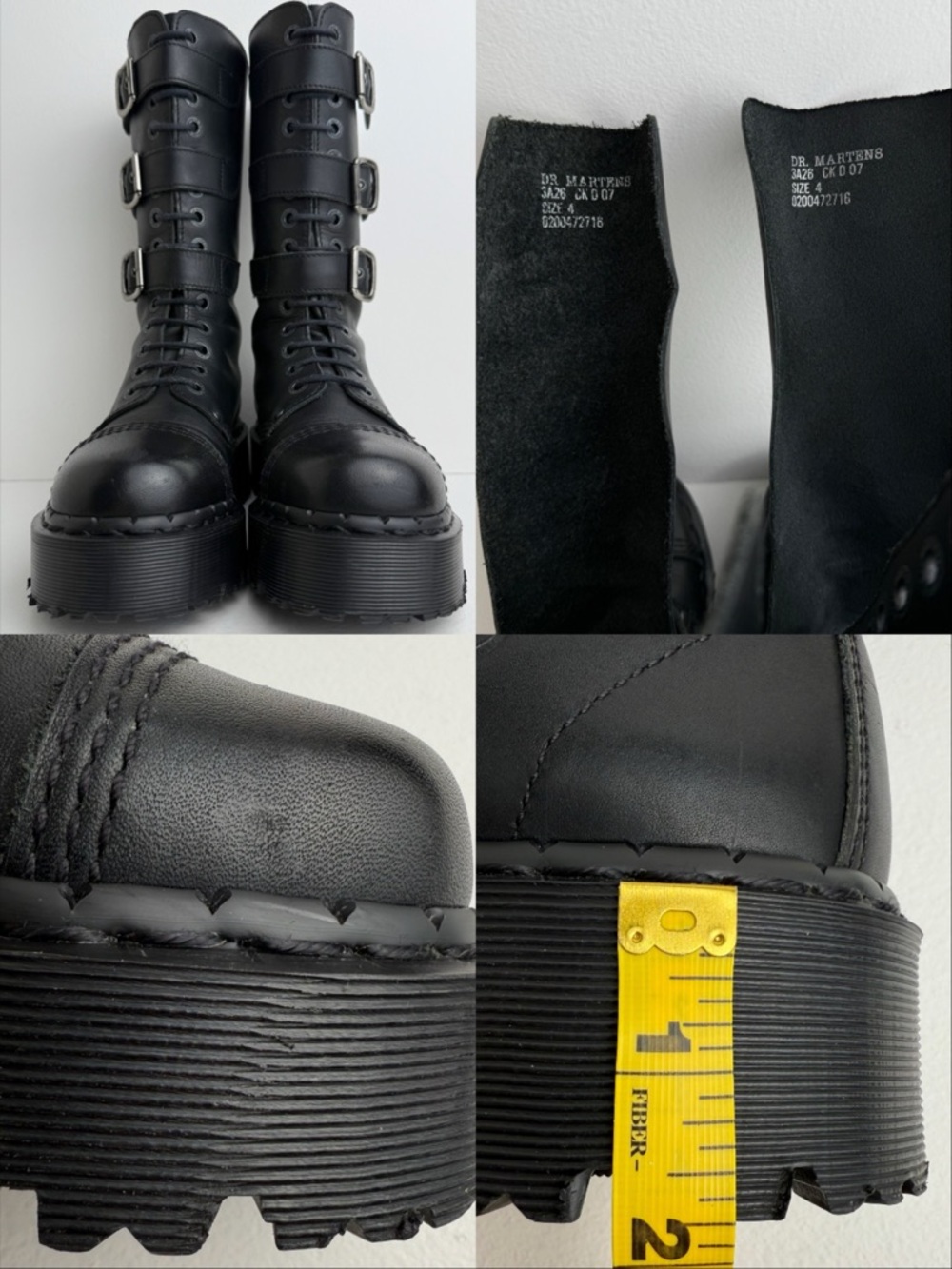 Vintage Dr. Martens 3A26 Holy Grail England Black Envy Platform Boots UK 4 - Picture 13 of 16